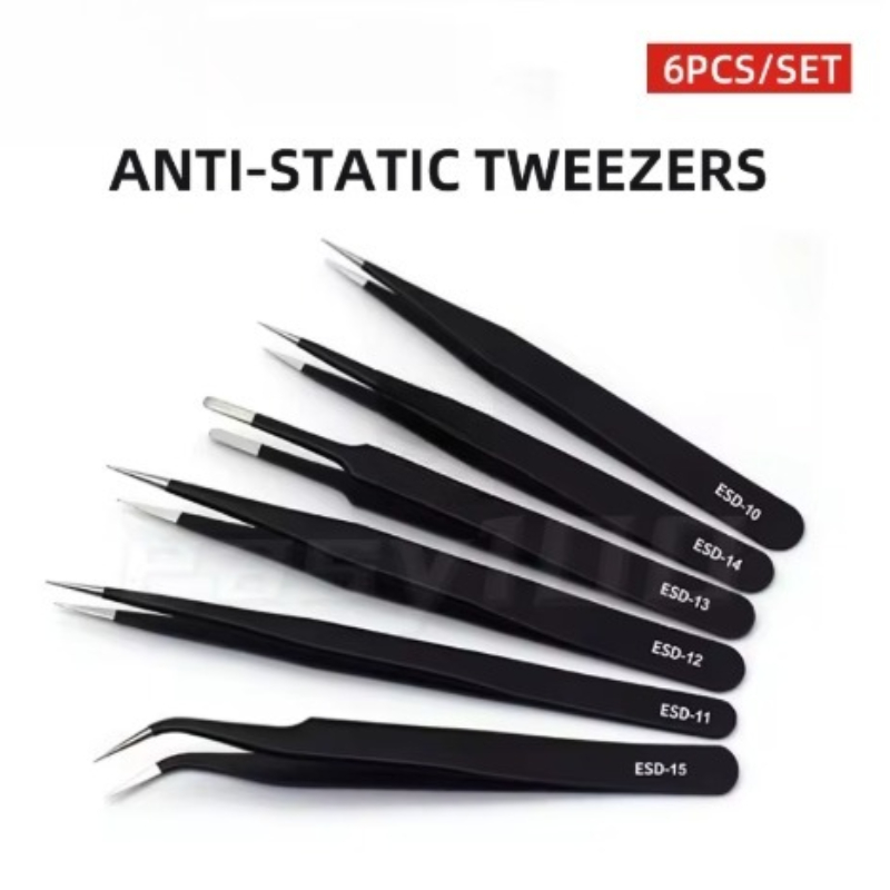 Soldering Iron Kit - 6pcs Precision Tweezers Set ESD Anti-Static