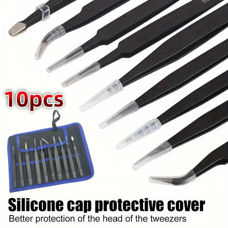 Diy Electronics Gadget - 10Pcs ESD Anti‑Static Tweezers Set Stainless