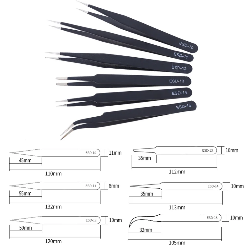 Precision Tweezers Set ESD-10/ - огляд і ціна Soldering Iron Kit